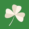 Saint Patrick`s Day green three leaf clover on green background. Holiday 3d icon. illustration. Spring symbol