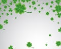 Saint Patrick`s Day greeting card with sparkled green clover lea Royalty Free Stock Photo