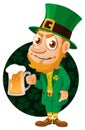 Saint Patrick`s Day. Leprechaun with a pint of beer.