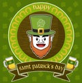Saint Patrick`s day lucky leprechaun art with clovers background Royalty Free Stock Photo