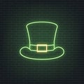 Saint Patrick`s Day. Neon glowing sign of leprechaun hat. Saint Patrick neon set Royalty Free Stock Photo