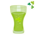 Saint Patrick`s Day pint of green beer. Isolated on white background. Vector Royalty Free Stock Photo