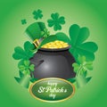 Saint Patrick`s day with pot full of coins