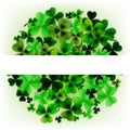 Saint Patrick s Day Round Frame with Green Four and Tree Leaf Clovers on Bright Background. Vector illustration. Party