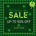 Saint Patrick\'s Day sale banner, poster, social media post