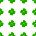 Saint Patrick`s Day seamless pattern with green mosaic clover leaves on white background. Royalty Free Stock Photo