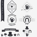 Saint Patrick's Day. Set of Typographic Badges Design Elements, Designers Toolkit.