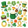 Saint Patrick\'s Day themed elements, icons, vector illustration Royalty Free Stock Photo