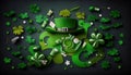 Saint Patrick\'s Day, top view photo of hat and decorative accessories