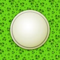 Saint Patrick's Day vector illustration, round banner on shamrock leaves