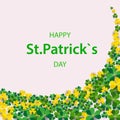 Saint Patrick`s Day Vertical Border with Green and Gold, Four and Tree Leaf Clovers on White Background. Vector illustration. Par Royalty Free Stock Photo