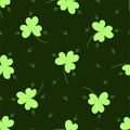 Saint Patrick seamless pattern with clover, shamrock ornament fl