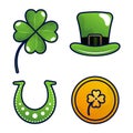 Saint Patrick set of vector lineal icons on the white background Royalty Free Stock Photo