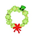 Saint Patrick Wreath of Shamrock and Red Bow