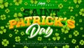 Saint Patrick's Day Text Effect Design Editable Vector Graphic Style with Yellow and White 3D Typography Lettering Royalty Free Stock Photo