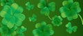 Saint Patricks Day Background Design with Green Falling Clovers Leaf. Irish Lucky Holiday Vector Illustration for Greeting Card, P