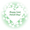 Saint Patricks Day background, frame with realistic shamrock leaves Royalty Free Stock Photo