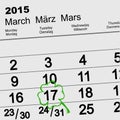 Saint Patricks Day. Calendar March 17