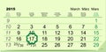 Saint Patricks Day. Calendar March 17