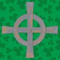 Saint Patricks Day. Celtic cross. Green background Royalty Free Stock Photo