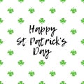 Saint Patricks Day greeting card with sparkled green clover leaves and text Royalty Free Stock Photo