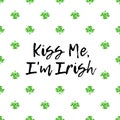 Saint Patricks Day greeting card with sparkled green clover leaves and text