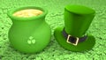 Saint Patricks Day hat and pot of coins