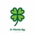 Saint Patricks day lucky clover, shamrock, trefoil vector icon. Green art flat icon for logo, sign, button Royalty Free Stock Photo