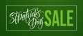 Saint Patricks Day Sale poster. Lettering banner template. Vector Illustration