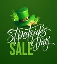 Saint Patricks Day Sale poster. Lettering banner template. Vector Illustration Royalty Free Stock Photo