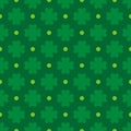 Saint Patricks Day shamrock seamless pattern. Green clover leaves on white background. St. Patricks Day backdrop. Vector Royalty Free Stock Photo