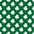 Saint Patricks Day shamrock seamless pattern. Green clover leaves on white background. St. Patricks Day backdrop. Vector Royalty Free Stock Photo