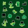 Saint Patricks Day stickers with cats dogs and birds