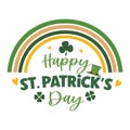 Saint Patricks Day Typography Decorated With Clover Leaf, Rainbow And Leprechaun Hat Royalty Free Stock Photo