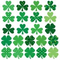 Saint Patricks day vector shamrocks with patterns and textures