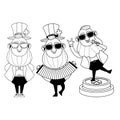 Saint patricks funny elves cartoons black and white