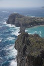 Saint Paul bay, Aegean Sea landscape from ancient town of Lindos and Acropolis rocky ruins. Rhodes, Greece Royalty Free Stock Photo