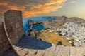 Saint Paul Bay from the height of the Acropolis of Lindos. Rhodes, Greece Royalty Free Stock Photo