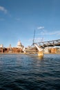 Saint Paul cathedral and Millenium bridge, London, England Royalty Free Stock Photo