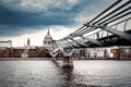 Saint Paul Cathedral and the Millennium Bridge in London Royalty Free Stock Photo