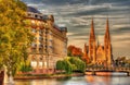 Saint Paul church and ESCA building in Strasbourg Royalty Free Stock Photo