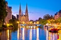 Saint Paul church in Strasbourg canal reflection evening view