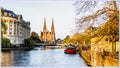 Saint Paul gothic church in Strasbourg, France in tthe light of setting sun Royalty Free Stock Photo