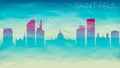 Saint Paul Minnesota Silhouette City Skyline. Broken Glass Abstract Textured. Banner Background Colorful Shape Composition.