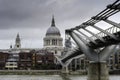 Saint Paul`s cathedral from millennium bridge, London Royalty Free Stock Photo