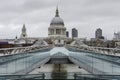 Saint Paul`s cathedral from millennium bridge, London Royalty Free Stock Photo