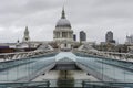 Saint Paul`s cathedral from millennium bridge, London