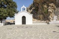 Saint Paul small white chapel near Lindos beach, popular place for weddings Royalty Free Stock Photo