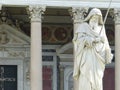 Saint Paul statue in front of the basilica of Saint Paul outside the walls to Rome in Italy. Royalty Free Stock Photo