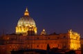 Saint Peter Basilica lit at night in the Vatican, Rome, Italy Royalty Free Stock Photo